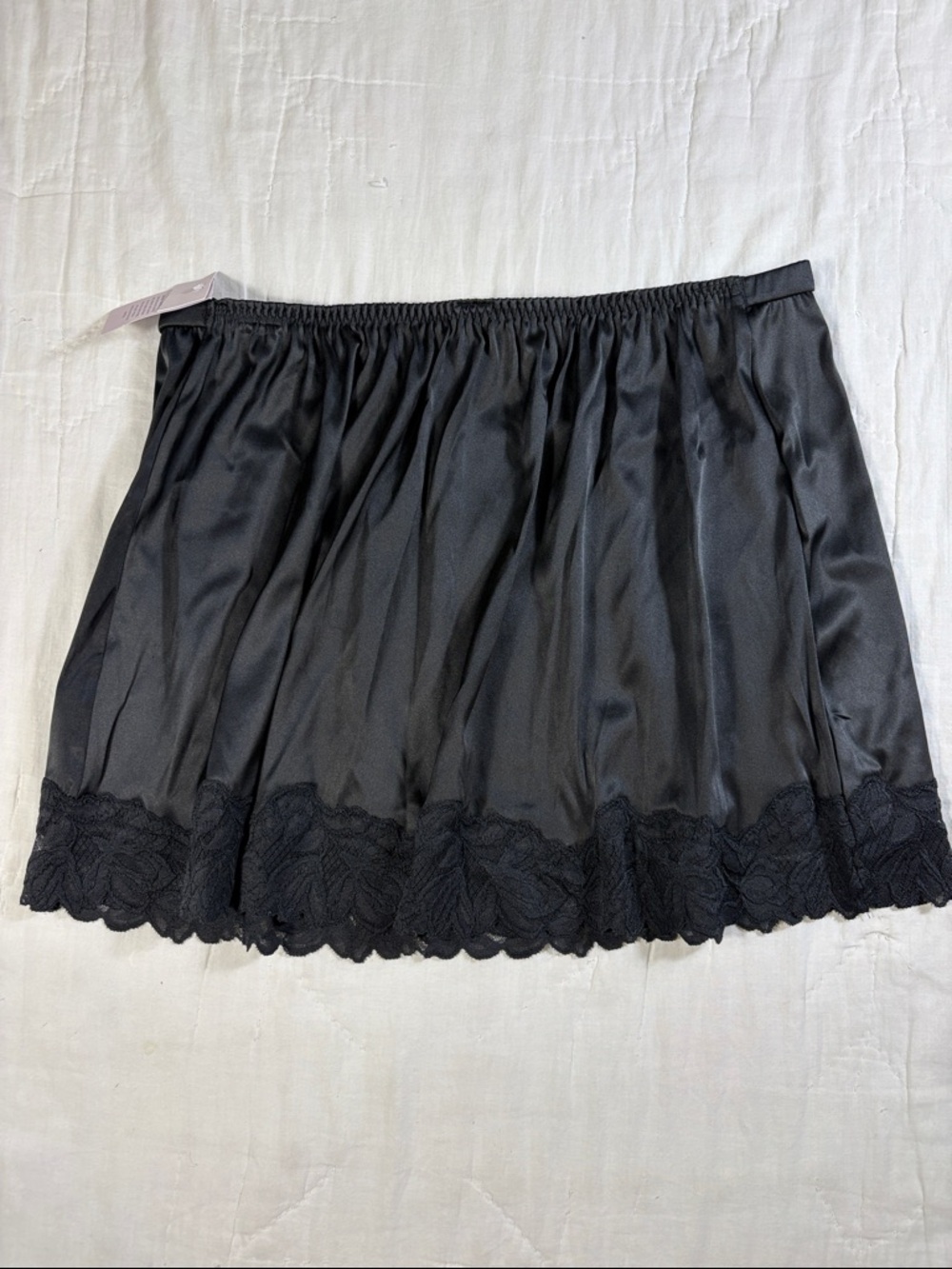 NWT Auden Women's Black Satin Lace Trim Half Slip Skirt Lingerie‎ Underskirt New - Picture 8 of 10